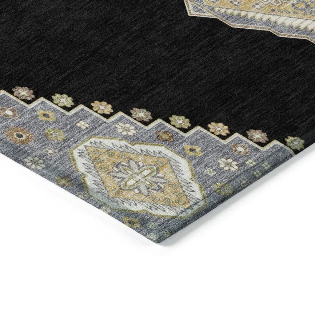 Elira Black Washable Indoor-Outdoor Rug-Outdoor Rugs-LOOMLAN Rugs-LOOMLAN