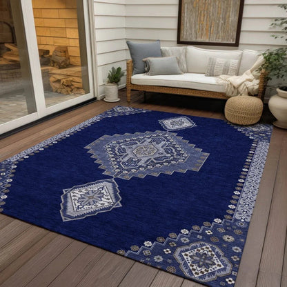 Elira Blue Washable Indoor-Outdoor Rug-Outdoor Rugs-LOOMLAN Rugs-LOOMLAN