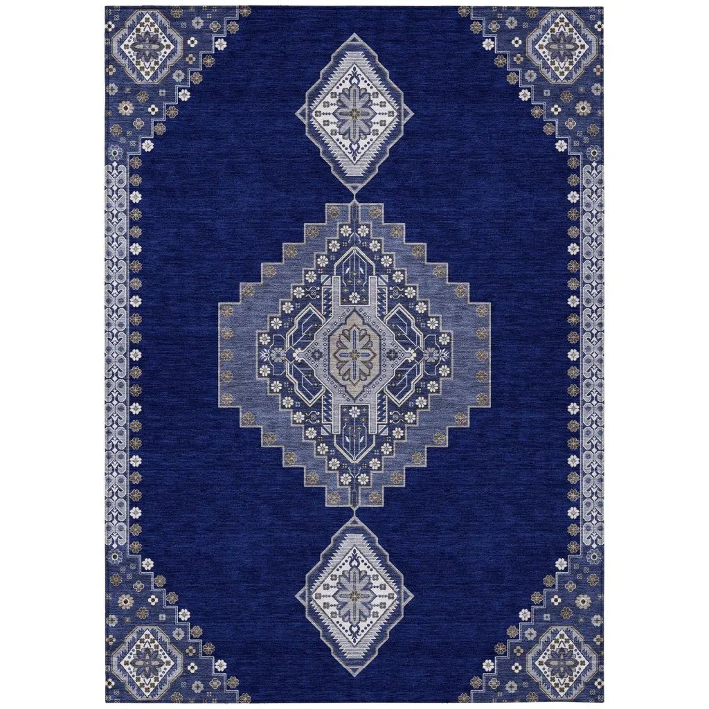 Elira Blue Washable Indoor-Outdoor Rug-Outdoor Rugs-LOOMLAN Rugs-2'6" x 3'10"-LOOMLAN