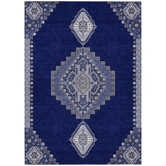 Elira Blue Washable Indoor-Outdoor Rug-Outdoor Rugs-LOOMLAN Rugs-2'6" x 3'10"-LOOMLAN