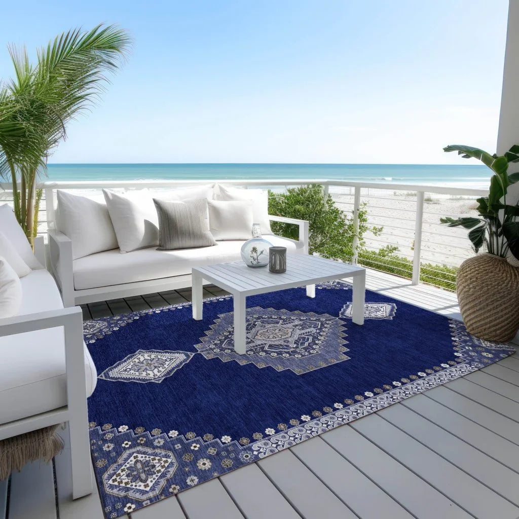 Elira Blue Washable Indoor-Outdoor Rug-Outdoor Rugs-LOOMLAN Rugs-LOOMLAN