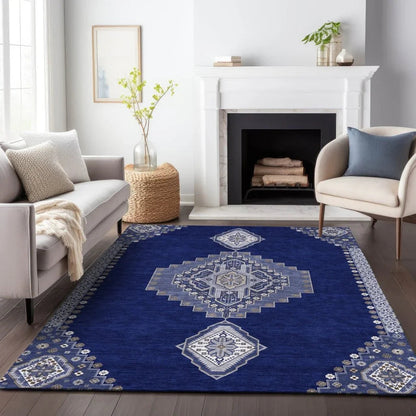 Elira Blue Washable Indoor-Outdoor Rug-Outdoor Rugs-LOOMLAN Rugs-LOOMLAN