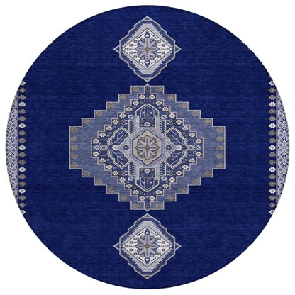 Elira Blue Washable Indoor-Outdoor Rug-Outdoor Rugs-LOOMLAN Rugs-8' x 8'-LOOMLAN