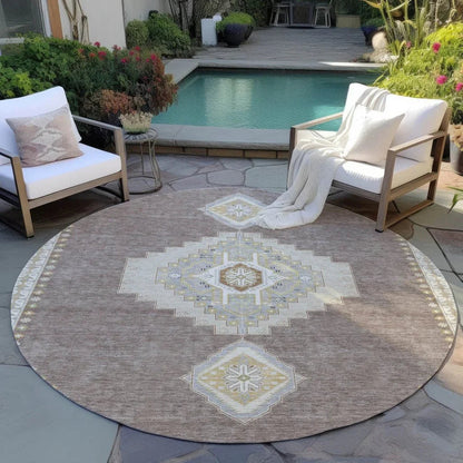 Elira Brown Washable Indoor-Outdoor Rug-Outdoor Rugs-LOOMLAN Rugs-LOOMLAN