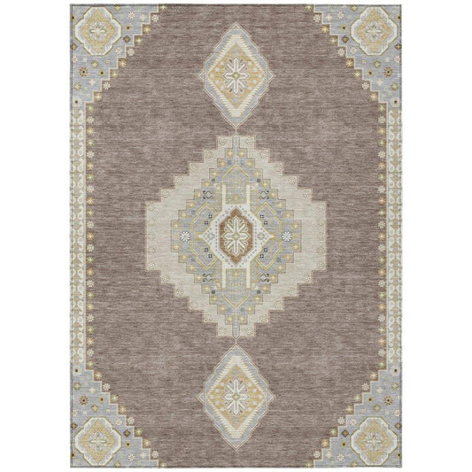 Elira Brown Washable Indoor-Outdoor Rug-Outdoor Rugs-LOOMLAN Rugs-2'6" x 3'10"-LOOMLAN