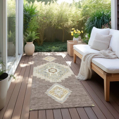 Elira Brown Washable Indoor-Outdoor Rug-Outdoor Rugs-LOOMLAN Rugs-LOOMLAN