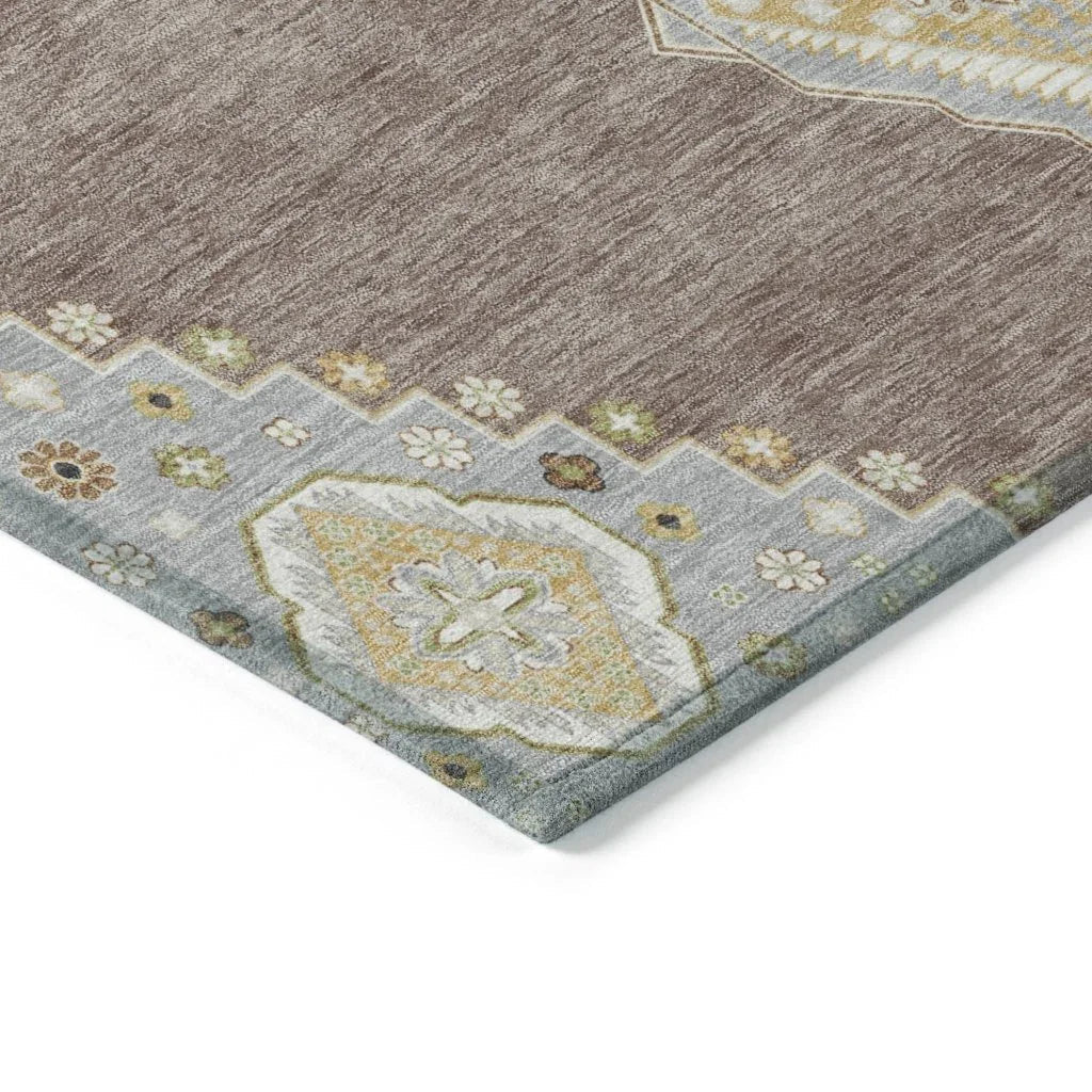 Elira Brown Washable Indoor-Outdoor Rug-Outdoor Rugs-LOOMLAN Rugs-LOOMLAN