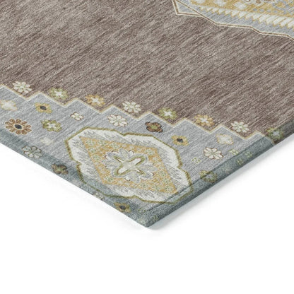 Elira Brown Washable Indoor-Outdoor Rug-Outdoor Rugs-LOOMLAN Rugs-LOOMLAN