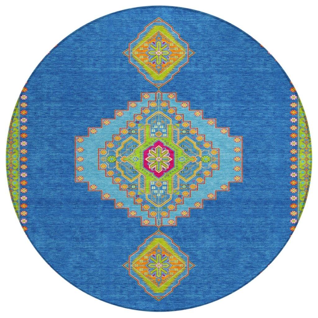 Elira Denim Washable Indoor-Outdoor Rug-Outdoor Rugs-LOOMLAN Rugs-8' x 8'-LOOMLAN