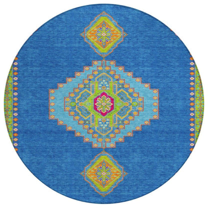 Elira Denim Washable Indoor-Outdoor Rug-Outdoor Rugs-LOOMLAN Rugs-8' x 8'-LOOMLAN