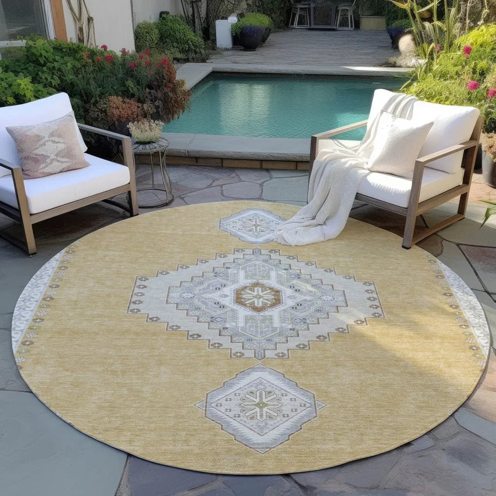 Elira Gold Washable Indoor-Outdoor Rug-Outdoor Rugs-LOOMLAN Rugs-LOOMLAN