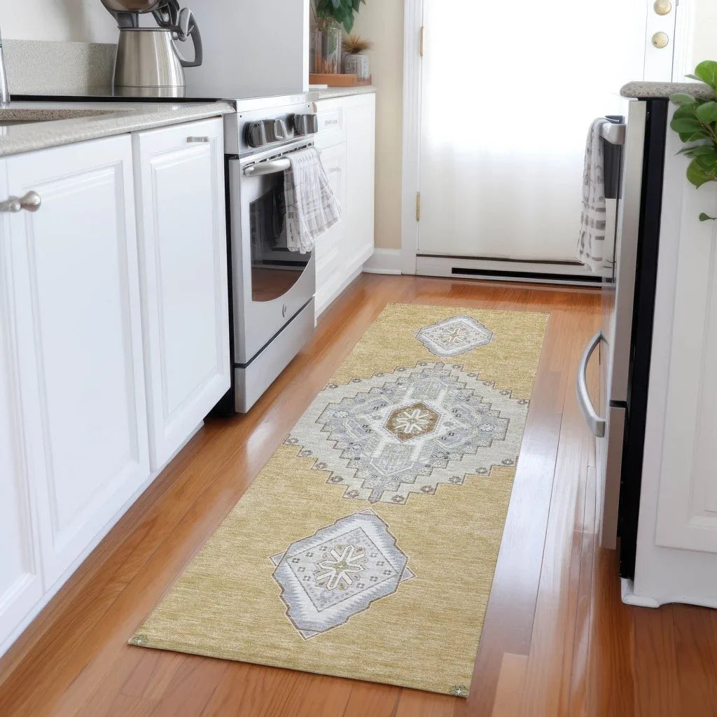 Elira Gold Washable Indoor-Outdoor Rug-Outdoor Rugs-LOOMLAN Rugs-LOOMLAN