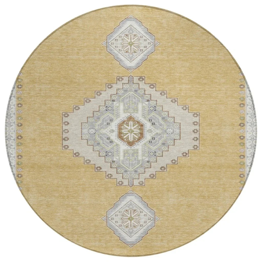 Elira Gold Washable Indoor-Outdoor Rug-Outdoor Rugs-LOOMLAN Rugs-8' x 8'-LOOMLAN