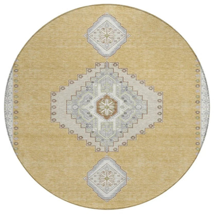 Elira Gold Washable Indoor-Outdoor Rug-Outdoor Rugs-LOOMLAN Rugs-8' x 8'-LOOMLAN