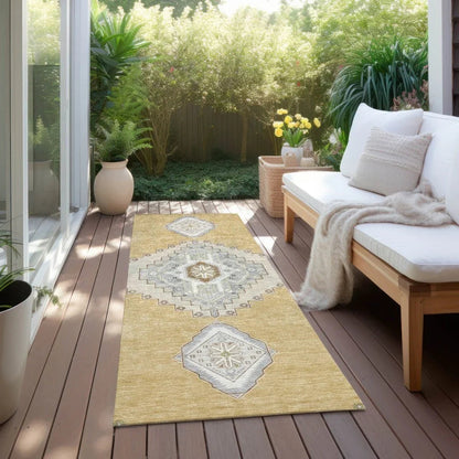 Elira Gold Washable Indoor-Outdoor Rug-Outdoor Rugs-LOOMLAN Rugs-LOOMLAN