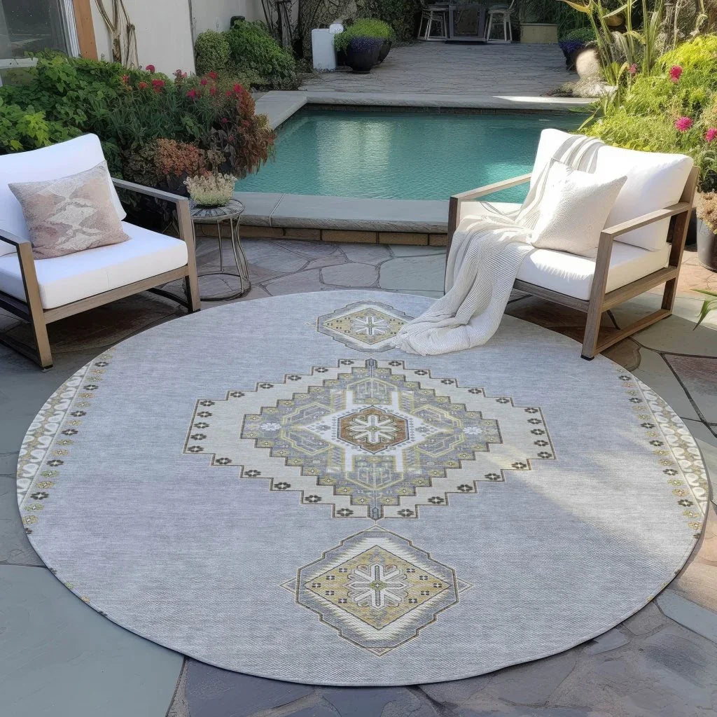 Elira Gray Washable Indoor-Outdoor Rug-Outdoor Rugs-LOOMLAN Rugs-LOOMLAN