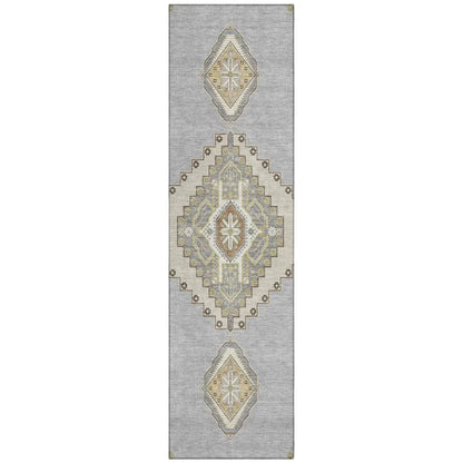 Elira Gray Washable Indoor-Outdoor Rug-Outdoor Rugs-LOOMLAN Rugs-2'3" x 7'6"-LOOMLAN