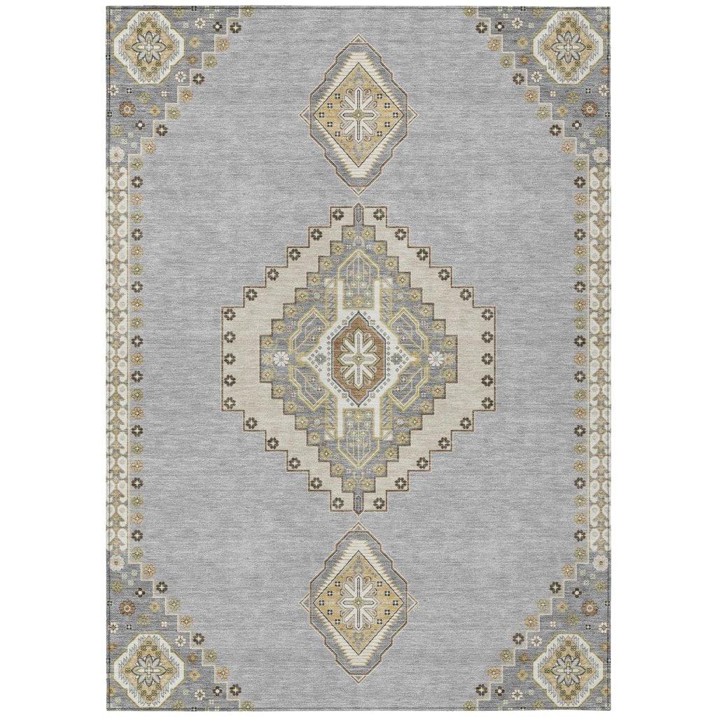 Elira Gray Washable Indoor-Outdoor Rug-Outdoor Rugs-LOOMLAN Rugs-2'6" x 3'10"-LOOMLAN