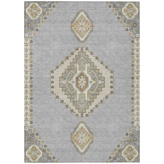 Elira Gray Washable Indoor-Outdoor Rug-Outdoor Rugs-LOOMLAN Rugs-2'6" x 3'10"-LOOMLAN