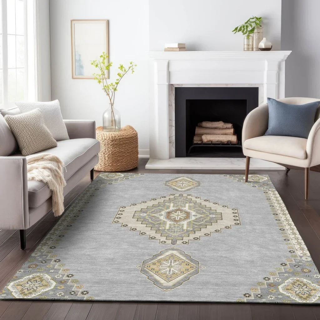 Elira Gray Washable Indoor-Outdoor Rug-Outdoor Rugs-LOOMLAN Rugs-LOOMLAN