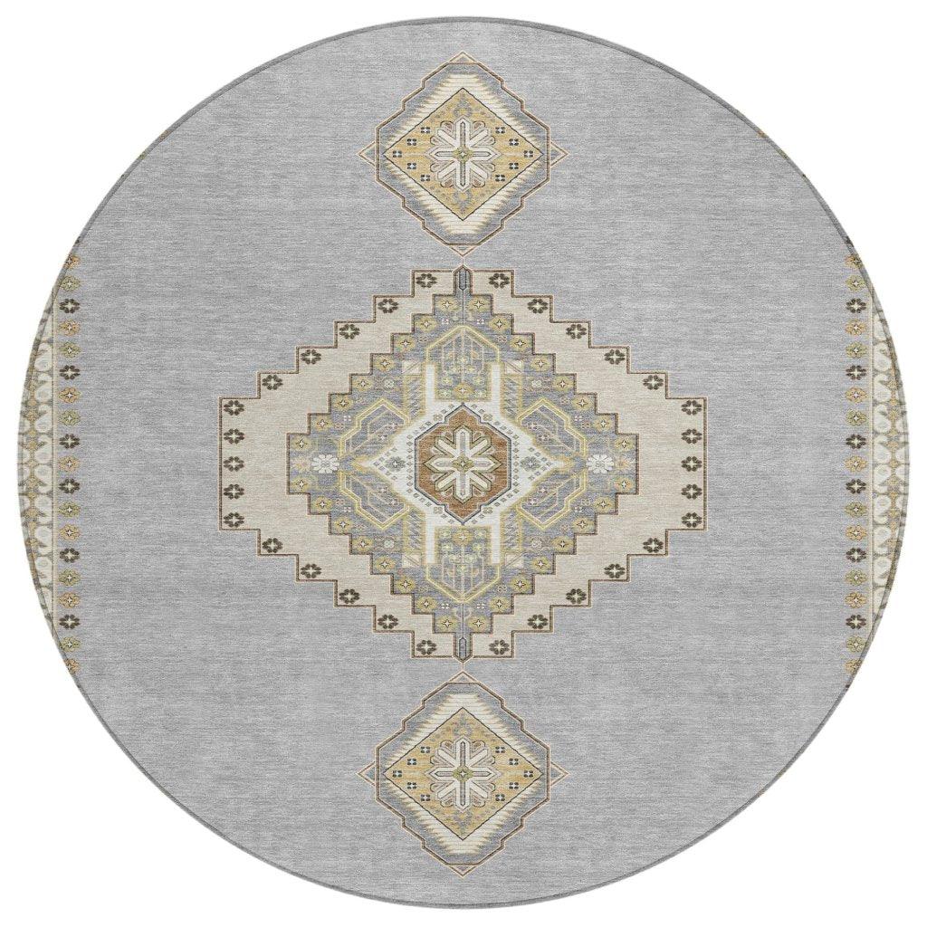Elira Gray Washable Indoor-Outdoor Rug-Outdoor Rugs-LOOMLAN Rugs-8' x 8'-LOOMLAN