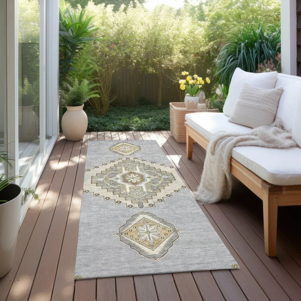 Elira Gray Washable Indoor-Outdoor Rug-Outdoor Rugs-LOOMLAN Rugs-LOOMLAN