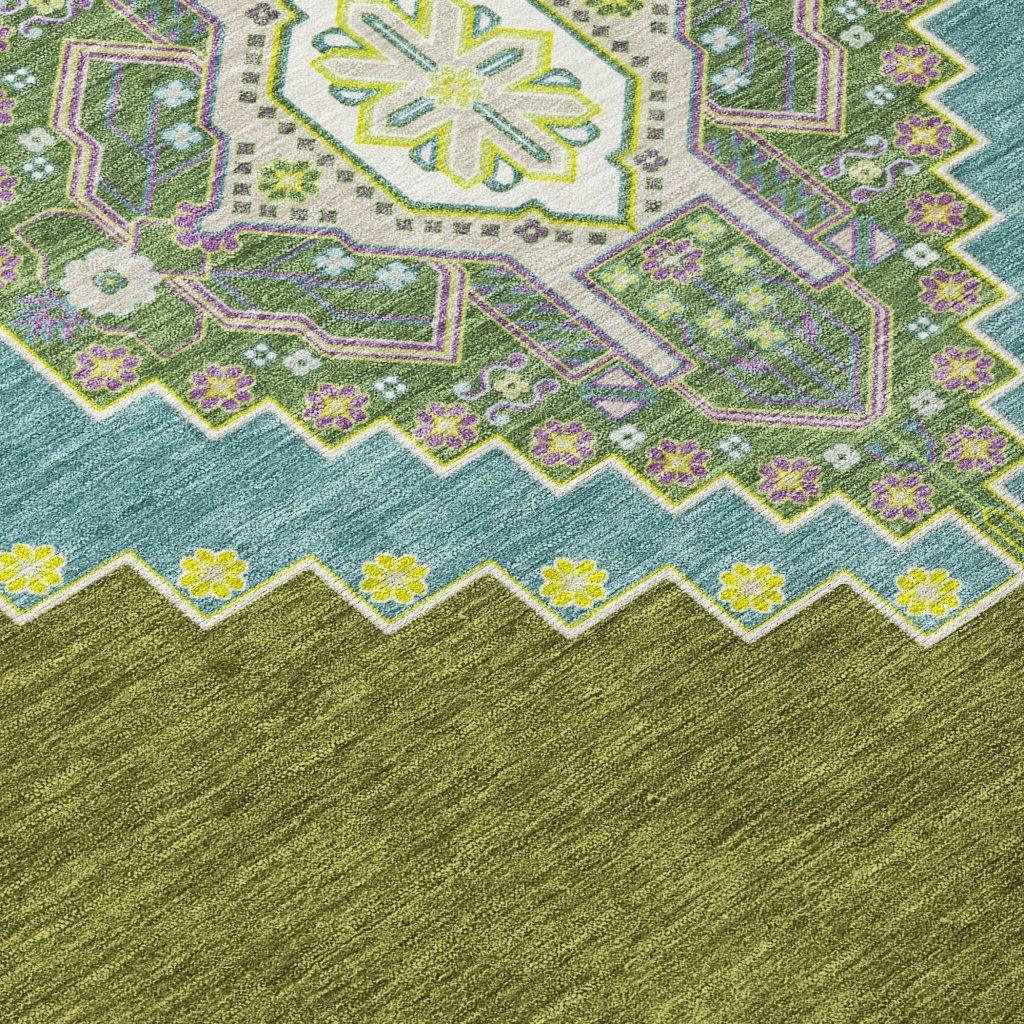 Elira Green Washable Indoor-Outdoor Rug-Outdoor Rugs-LOOMLAN Rugs-LOOMLAN