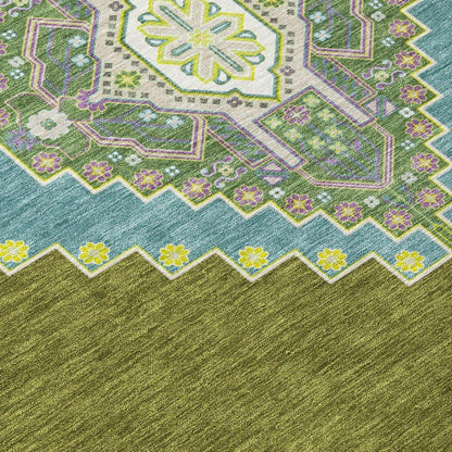 Elira Green Washable Indoor-Outdoor Rug-Outdoor Rugs-LOOMLAN Rugs-LOOMLAN