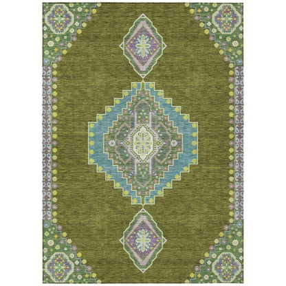 Elira Green Washable Indoor-Outdoor Rug-Outdoor Rugs-LOOMLAN Rugs-2'6" x 3'10"-LOOMLAN