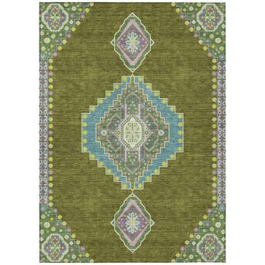 Elira Green Washable Indoor-Outdoor Rug-Outdoor Rugs-LOOMLAN Rugs-2'6" x 3'10"-LOOMLAN