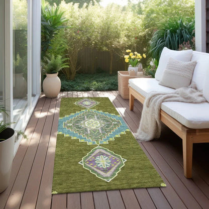 Elira Green Washable Indoor-Outdoor Rug-Outdoor Rugs-LOOMLAN Rugs-LOOMLAN