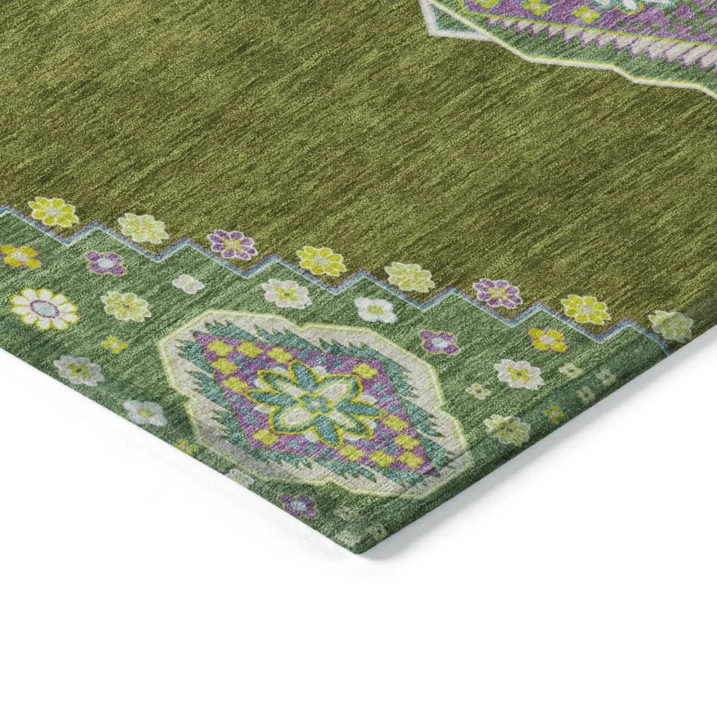 Elira Green Washable Indoor-Outdoor Rug-Outdoor Rugs-LOOMLAN Rugs-LOOMLAN