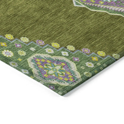 Elira Green Washable Indoor-Outdoor Rug-Outdoor Rugs-LOOMLAN Rugs-LOOMLAN