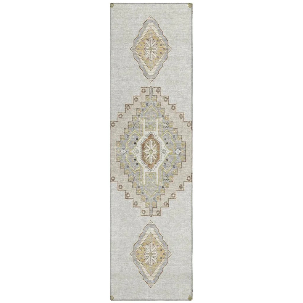 Elira Ivory Washable Indoor-Outdoor Rug-Outdoor Rugs-LOOMLAN Rugs-2'3" x 7'6"-LOOMLAN