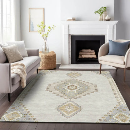 Elira Ivory Washable Indoor-Outdoor Rug-Outdoor Rugs-LOOMLAN Rugs-LOOMLAN