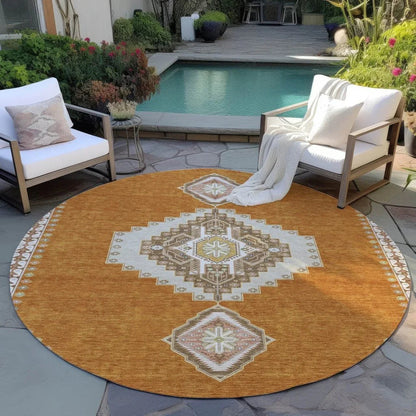 Elira Orange Washable Indoor-Outdoor Rug-Outdoor Rugs-LOOMLAN Rugs-LOOMLAN