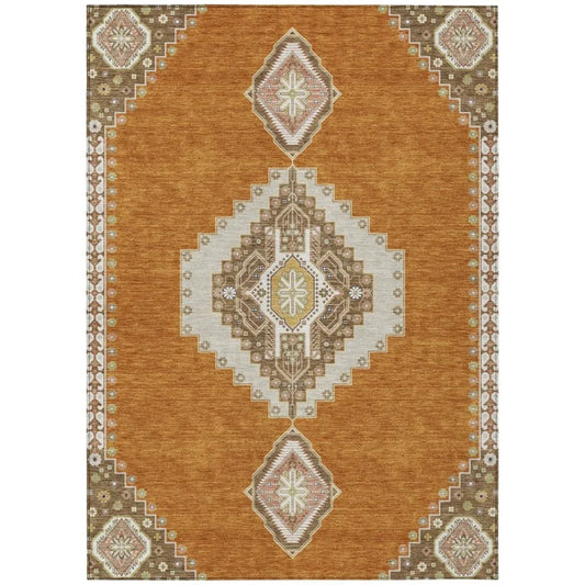 Elira Orange Washable Indoor-Outdoor Rug-Outdoor Rugs-LOOMLAN Rugs-2'6" x 3'10"-LOOMLAN
