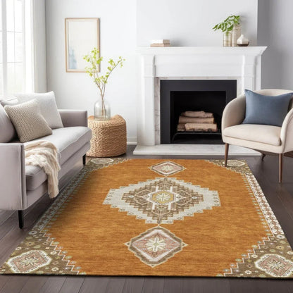 Elira Orange Washable Indoor-Outdoor Rug-Outdoor Rugs-LOOMLAN Rugs-LOOMLAN