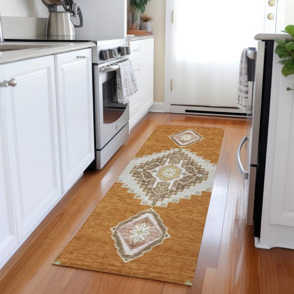 Elira Orange Washable Indoor-Outdoor Rug-Outdoor Rugs-LOOMLAN Rugs-LOOMLAN