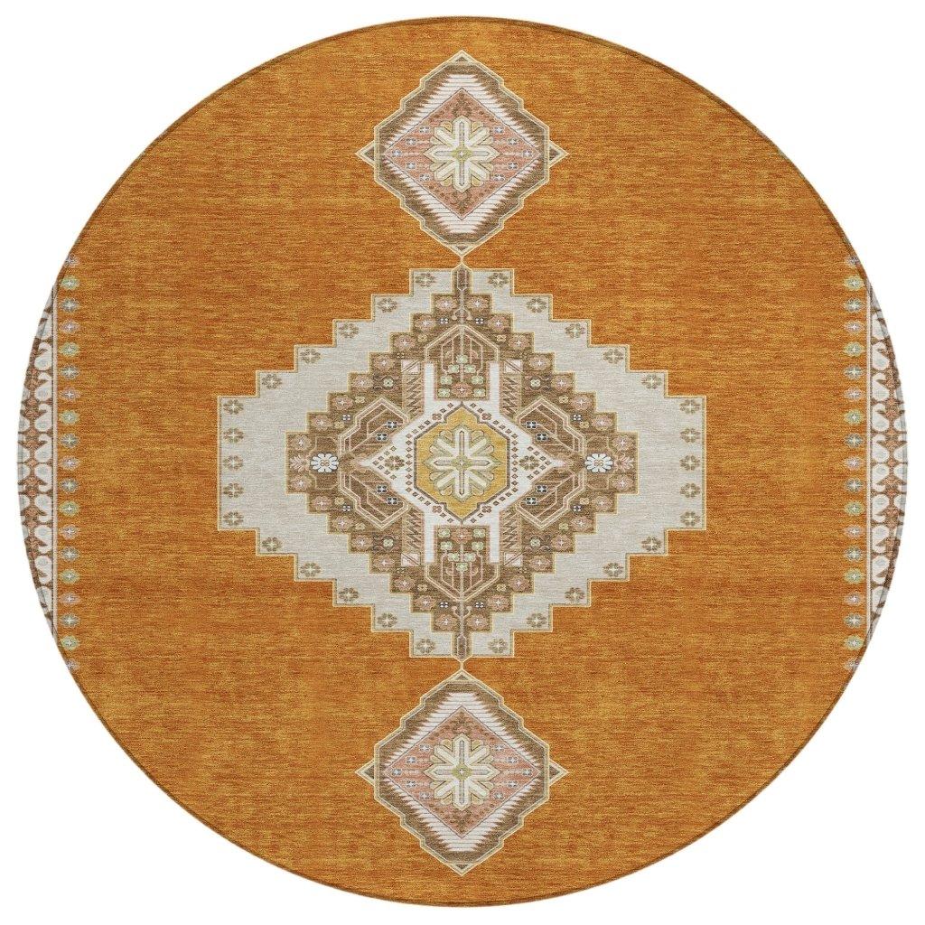 Elira Orange Washable Indoor-Outdoor Rug-Outdoor Rugs-LOOMLAN Rugs-8' x 8'-LOOMLAN