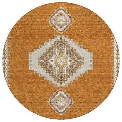 Elira Orange Washable Indoor-Outdoor Rug-Outdoor Rugs-LOOMLAN Rugs-8' x 8'-LOOMLAN