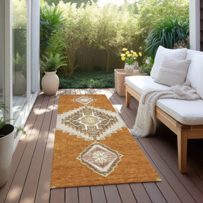 Elira Orange Washable Indoor-Outdoor Rug-Outdoor Rugs-LOOMLAN Rugs-LOOMLAN