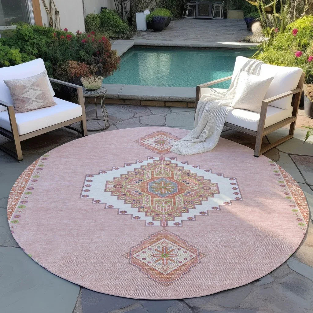 Elira Pink Washable Indoor-Outdoor Rug-Outdoor Rugs-LOOMLAN Rugs-LOOMLAN