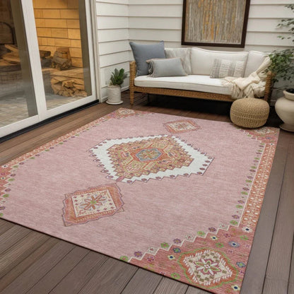 Elira Pink Washable Indoor-Outdoor Rug-Outdoor Rugs-LOOMLAN Rugs-LOOMLAN