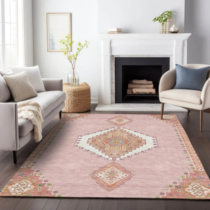 Elira Pink Washable Indoor-Outdoor Rug-Outdoor Rugs-LOOMLAN Rugs-LOOMLAN