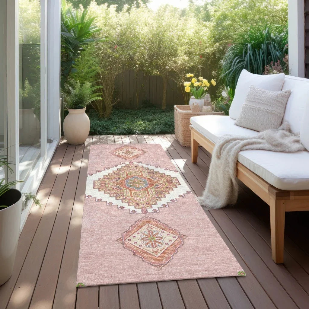 Elira Pink Washable Indoor-Outdoor Rug-Outdoor Rugs-LOOMLAN Rugs-LOOMLAN