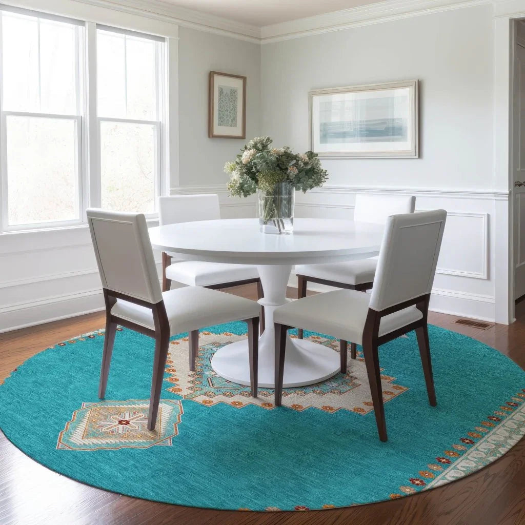 Elira Teal Washable Indoor-Outdoor Rug-Outdoor Rugs-LOOMLAN Rugs-LOOMLAN