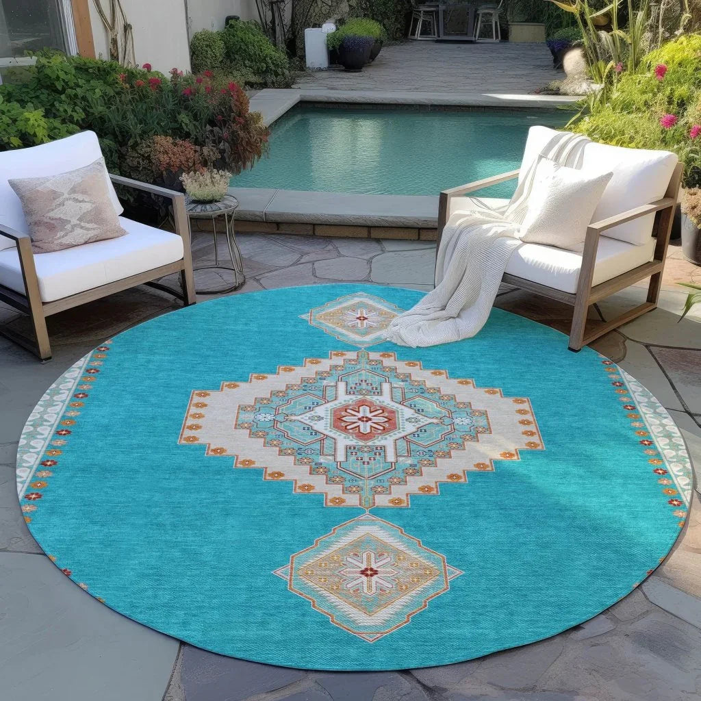 Elira Teal Washable Indoor-Outdoor Rug-Outdoor Rugs-LOOMLAN Rugs-LOOMLAN