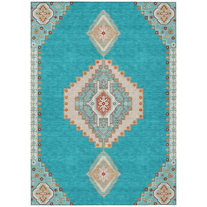 Elira Teal Washable Indoor-Outdoor Rug-Outdoor Rugs-LOOMLAN Rugs-2'6" x 3'10"-LOOMLAN
