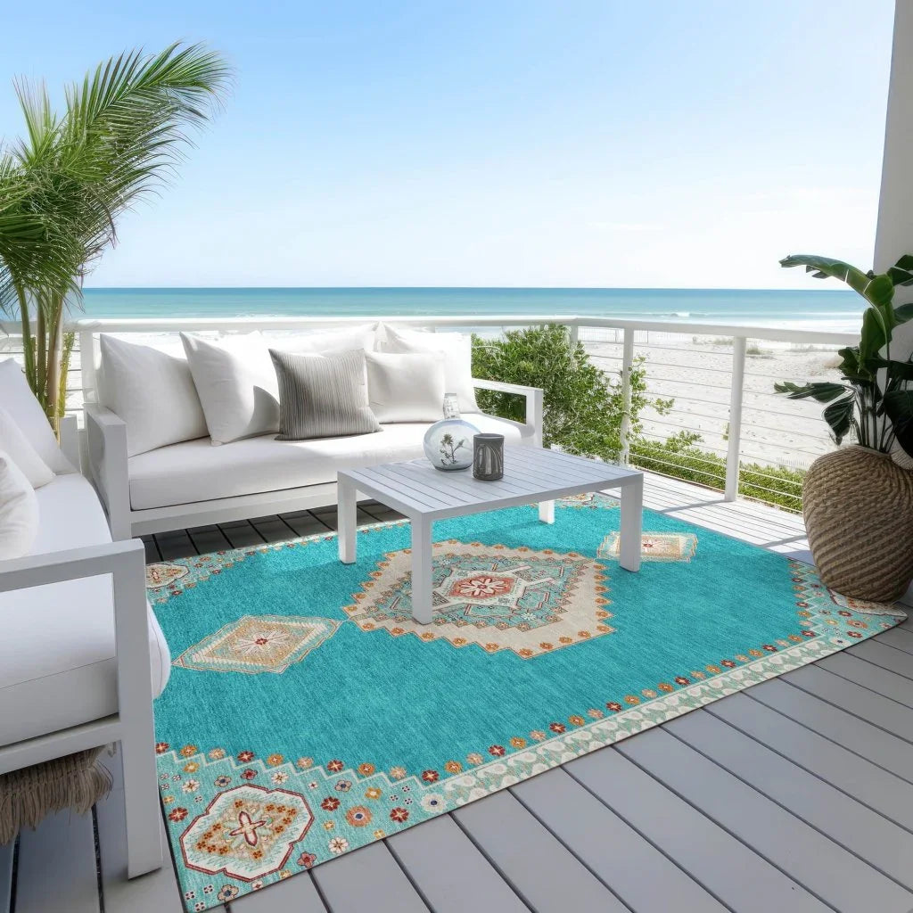 Elira Teal Washable Indoor-Outdoor Rug-Outdoor Rugs-LOOMLAN Rugs-LOOMLAN
